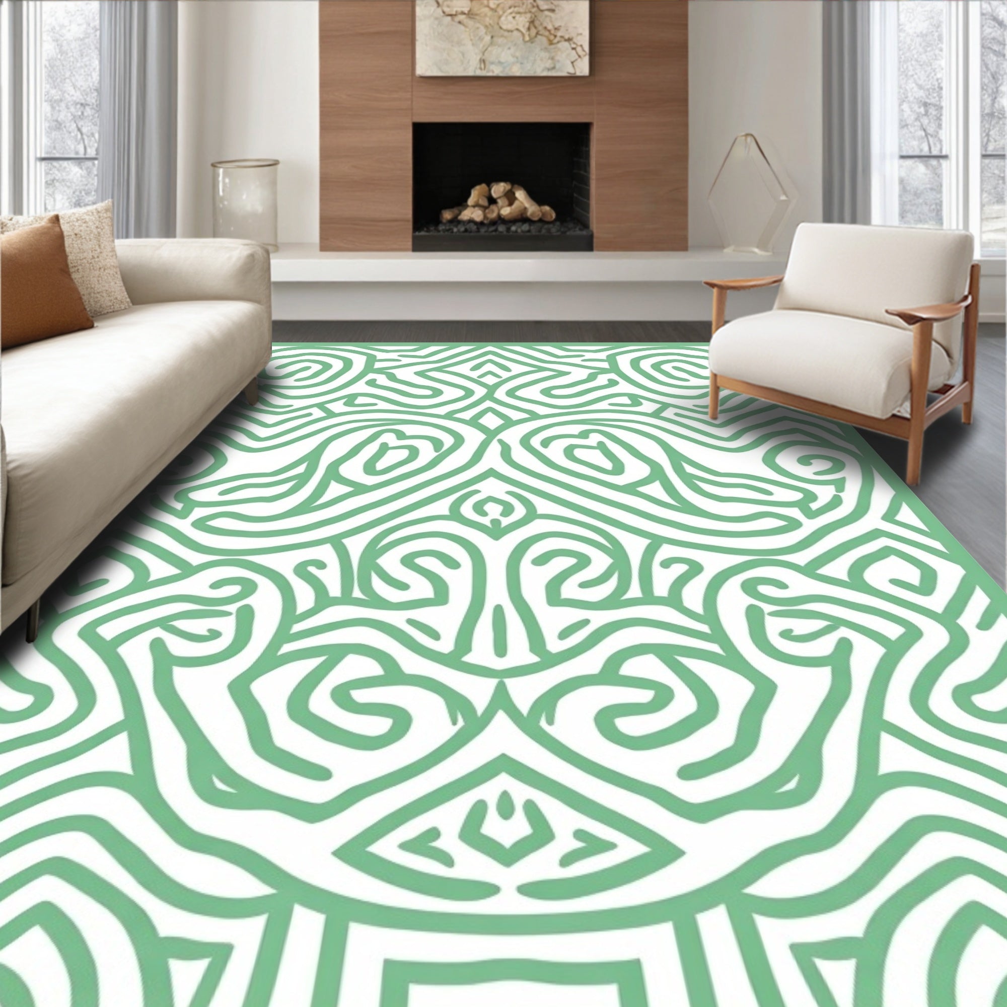 Abstract Swirls and Waves Design Rug