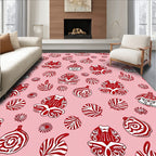 Red Tribal Figures on Pink Ground Rug