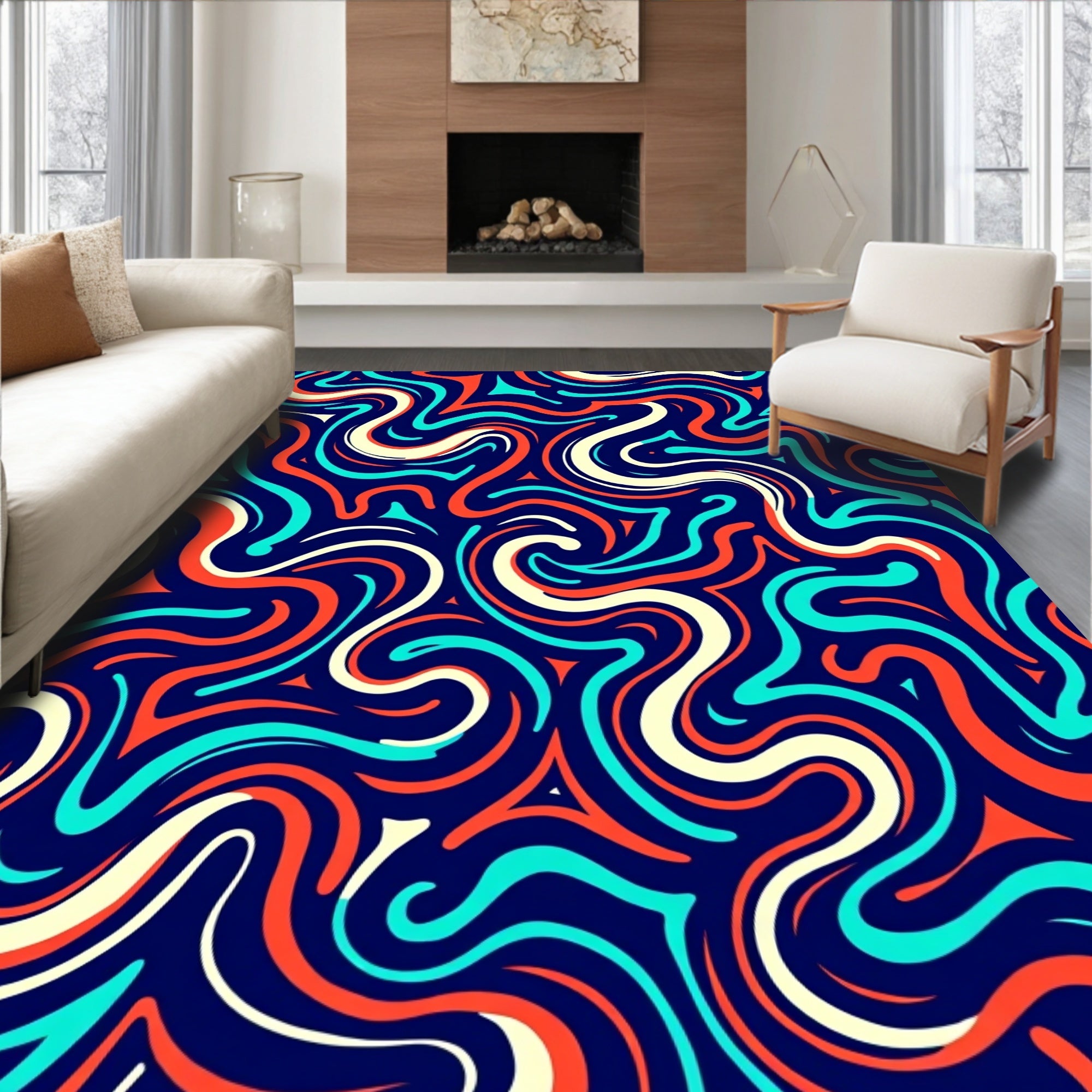 Vibrant Swirl Abstract Pattern Rug