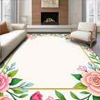 Pink Floral Border Design Rug