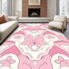Pink Floral Symmetry Design Rug