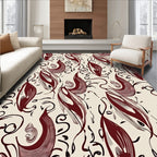 Elegant Swirling Leaf Pattern Design Rug