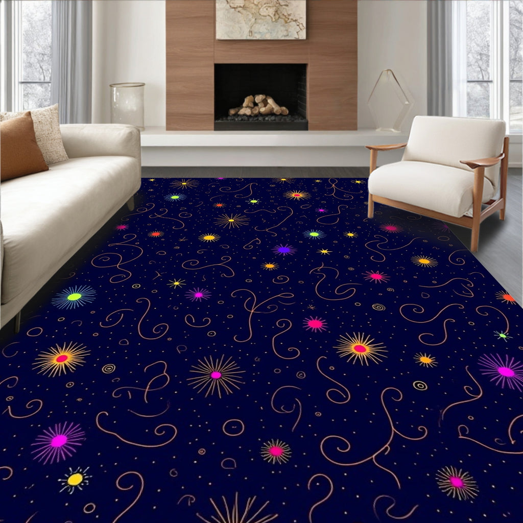 Whimsical Starburst Nebula Swirls Rug