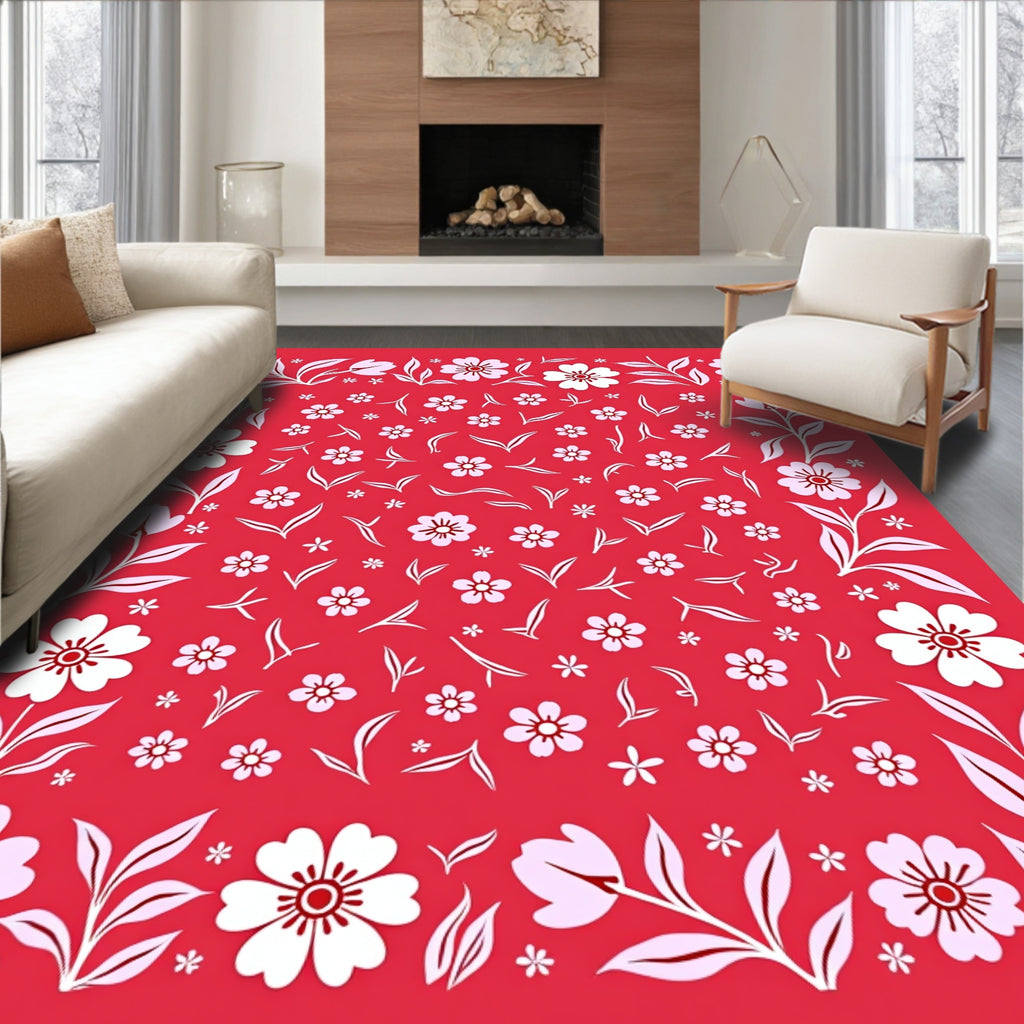Floral Motif Branching Pattern Rug