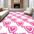Pink Heart Patterned Whimsical Rug