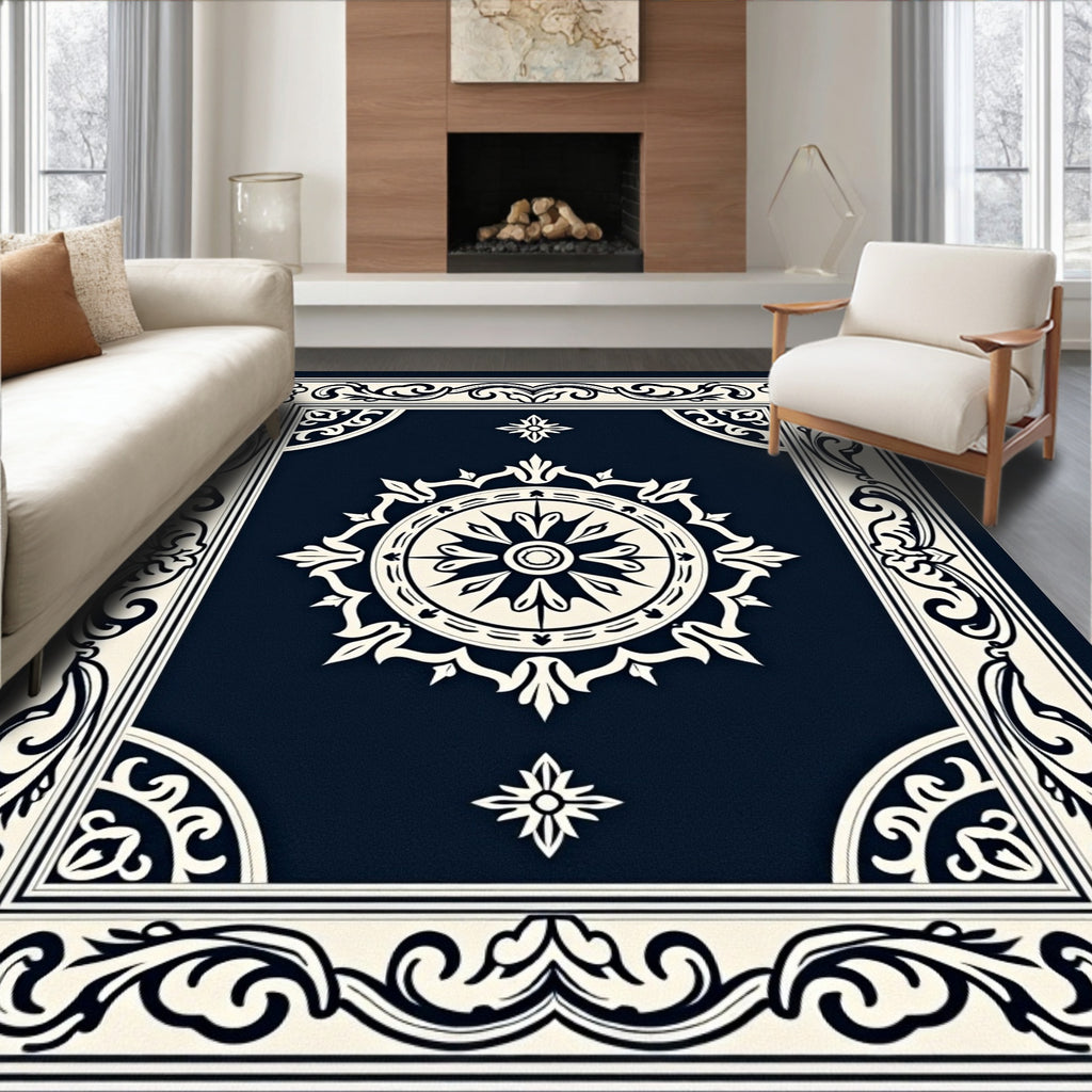 Intricate Dark Mandala Baroque Rug