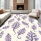 Regal Purple Leaf Pattern Rug