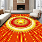 Radiant Sunburst Concentric Circles Pattern Rug