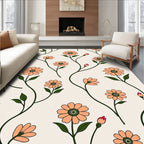 Orange Daisy Vines Pattern Rug