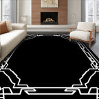 Modern Geometric White Outline Rug
