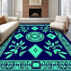 Abstract Geometric Leaf Pattern Design Rug