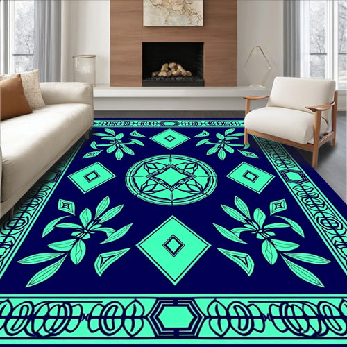 Abstract Geometric Leaf Pattern Design Rug