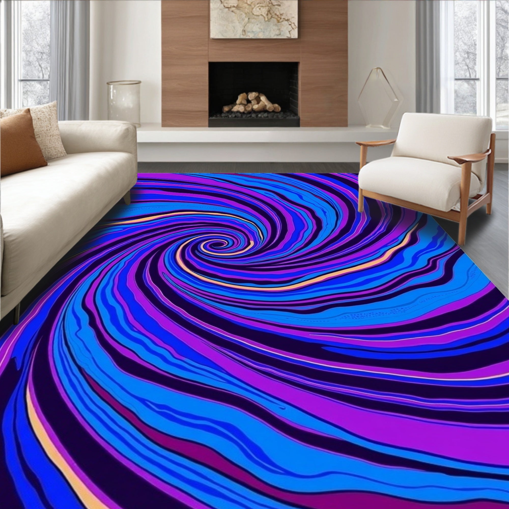 Vibrant Swirl Abstract Pattern Rug