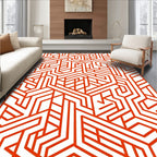 Red Geometric Maze Pattern Rug