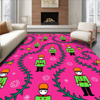 Pink Soldier Vine Star Repeating Rug