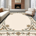 Elegant Gold Floral Scroll Pattern Rug