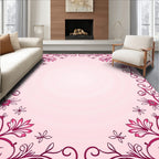 Elegant Floral Swirls In Pink Rug