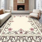 Antique Floral Swirls Border Design Rug