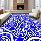 Blue White Swirling Abstract Pattern Rug