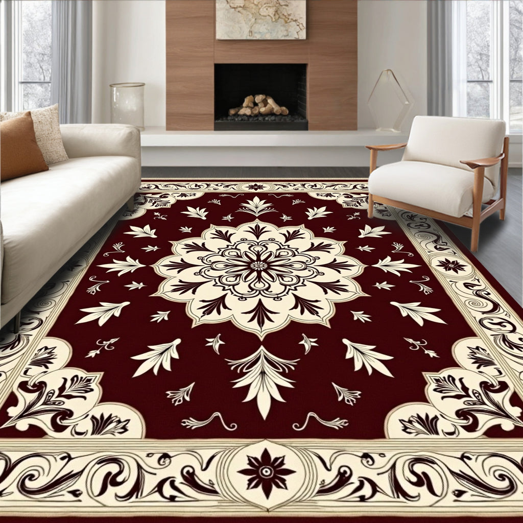 Ornate Floral Medallion Crimson Rug