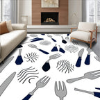 Minimalist Cutlery Abstract Lines Rug