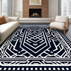 Modern White Geometric Art Deco Design Rug