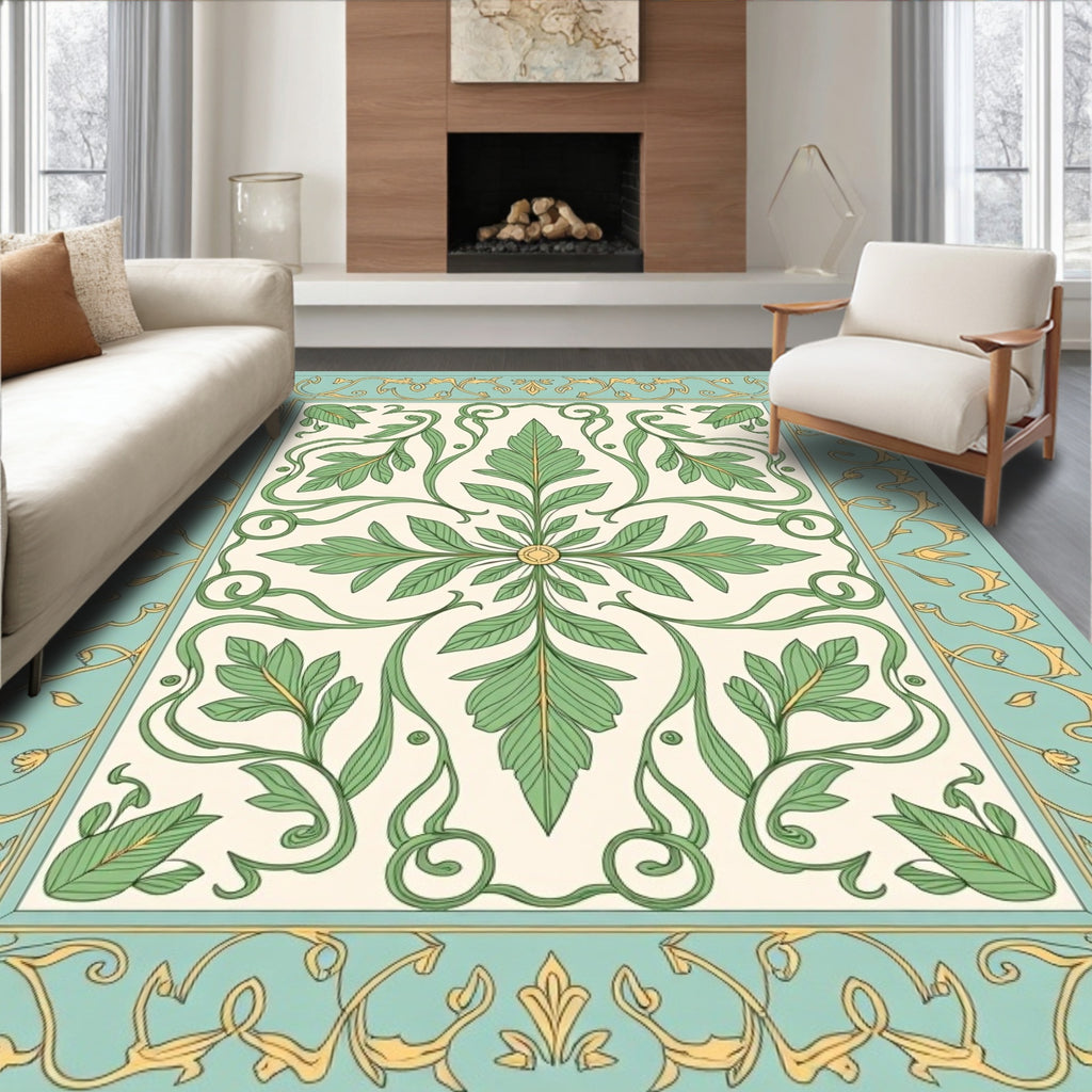 Art Nouveau Floral Vine Border Design Rug