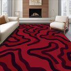 Abstract Wavy Red Contour Pattern Rug