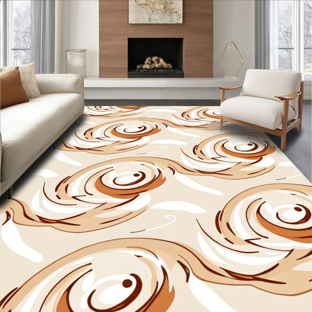 Swirling Bronze Abstract Pattern Rug
