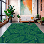 Green Tropical Leaf Pattern Design Rug
