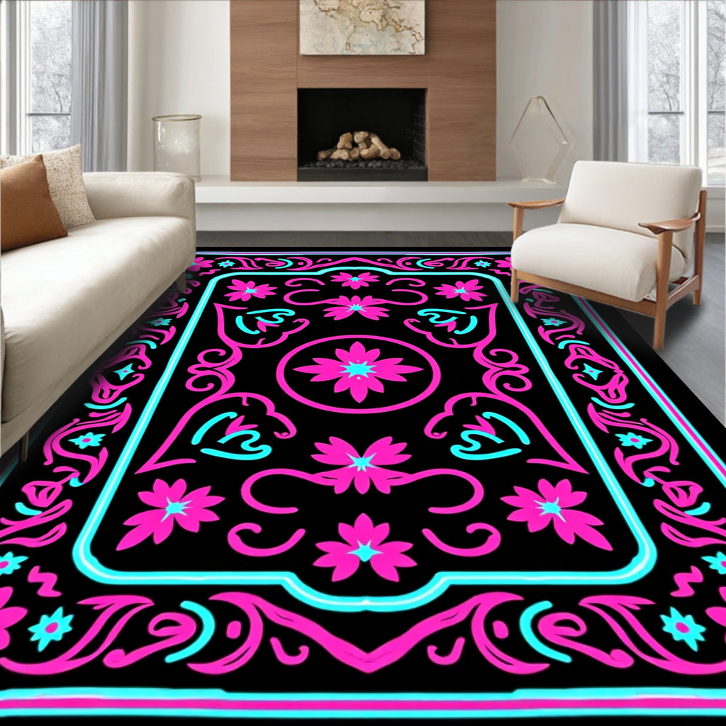 Retro Floral Swirls Rug