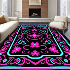 Retro Floral Swirls Rug