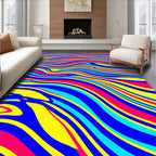 Vibrant Wavy Multi-Color Stripe Rug