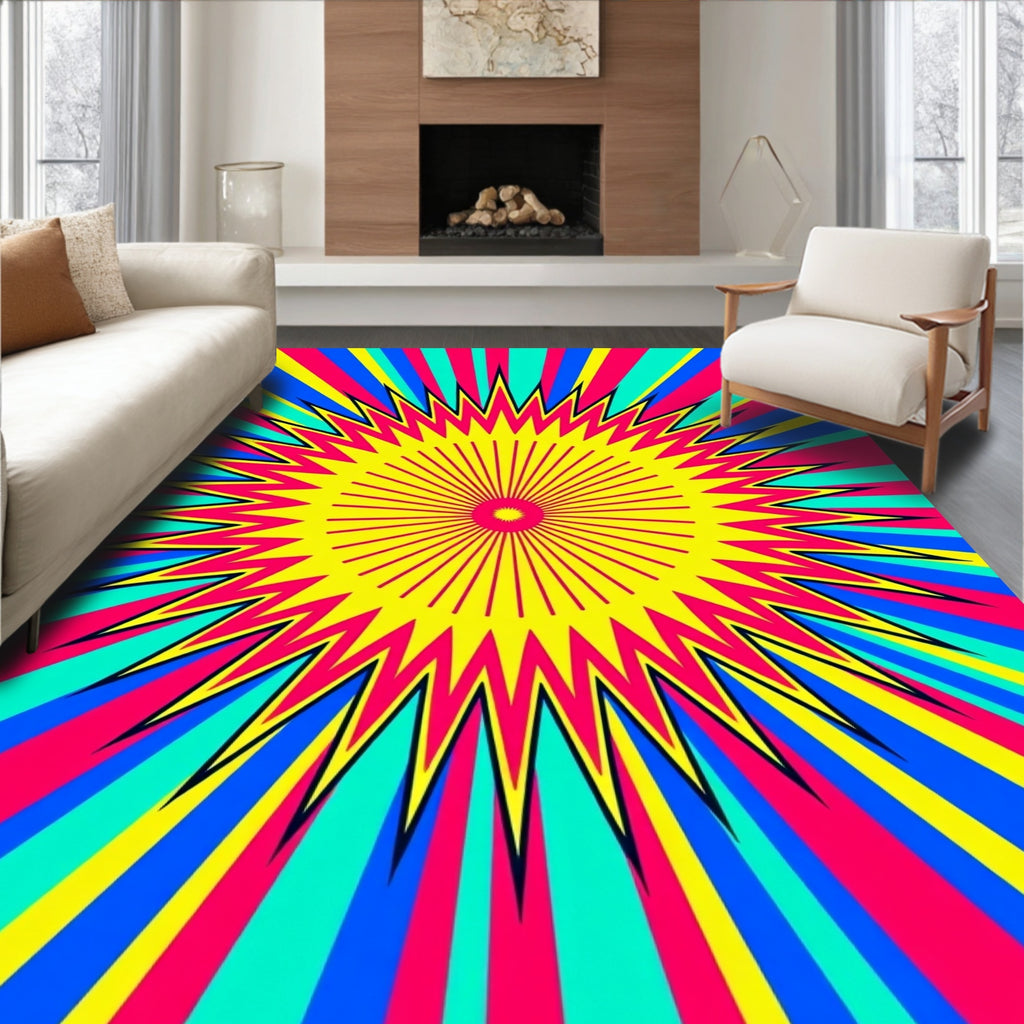 Radiant Pop Art Sunburst Rug