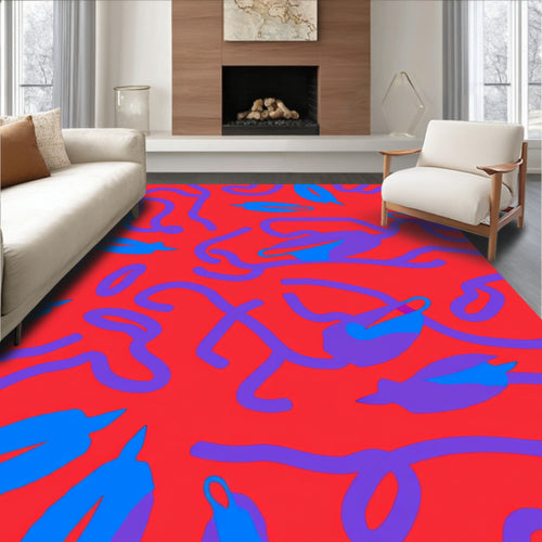 Abstract Purple Blue Swirls Rug