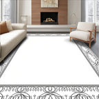 Classic Black Scrollwork Decorative Frame Rug