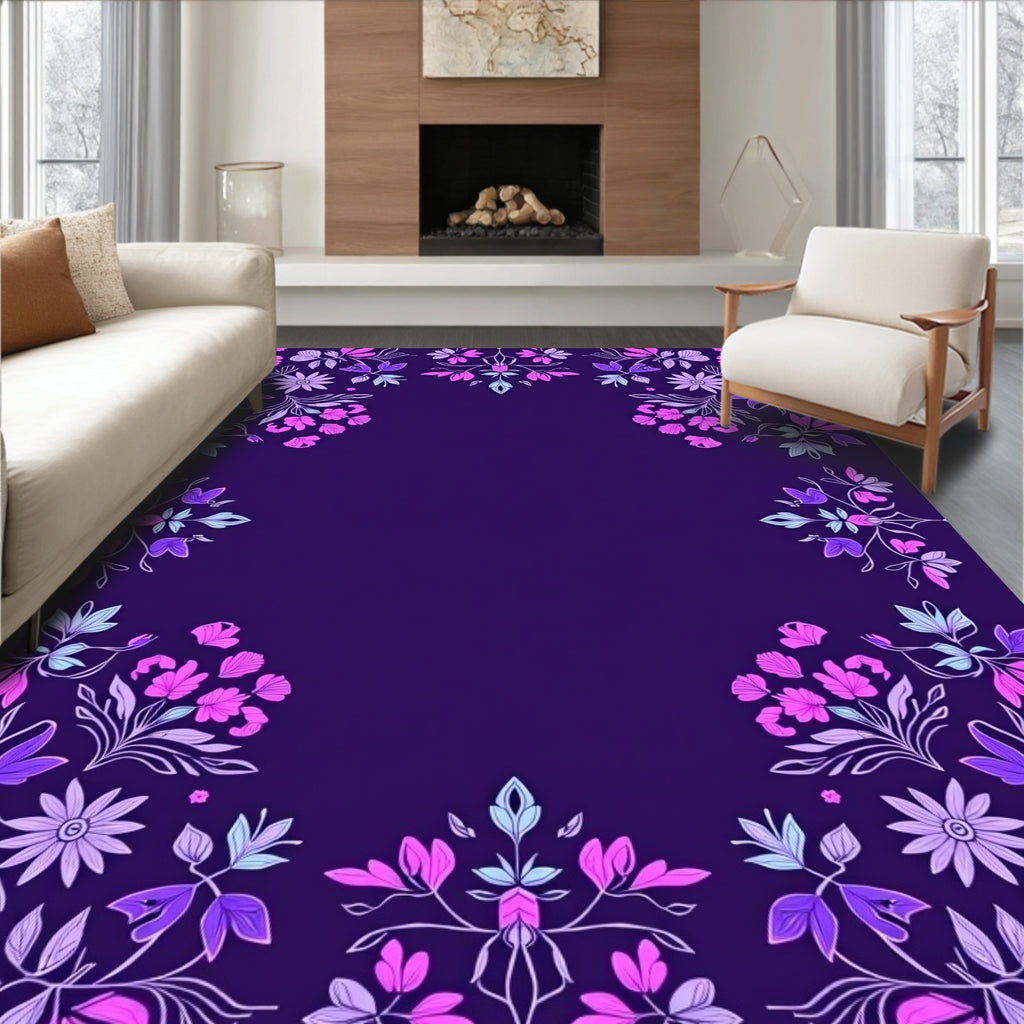 Elegant Floral Vines Pattern Rug