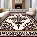 Ornate Damask Patterned Jewel Tone Rug