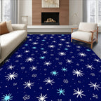 Whimsical Starburst Floral Night Sky Rug