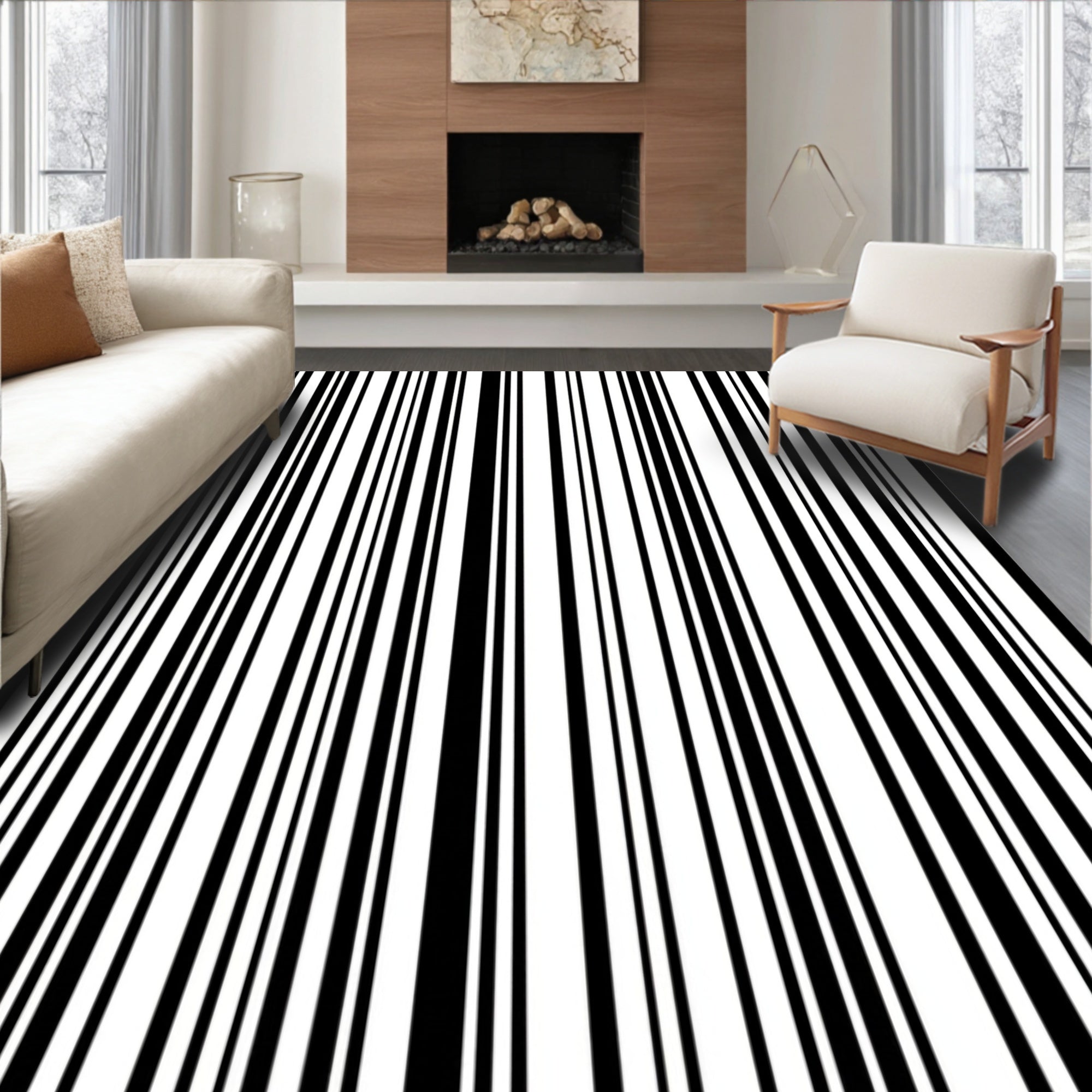 Bold Vertical Stripes Pattern Design Rug