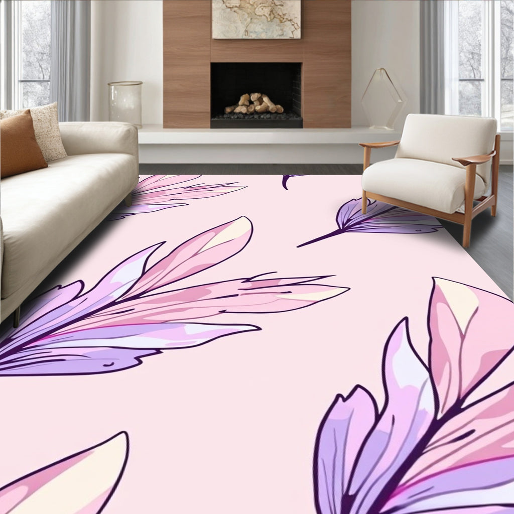 Soft Feather Pattern Pastel Design Rug