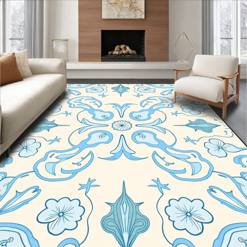 Art Nouveau Floral Swirl Pattern Rug