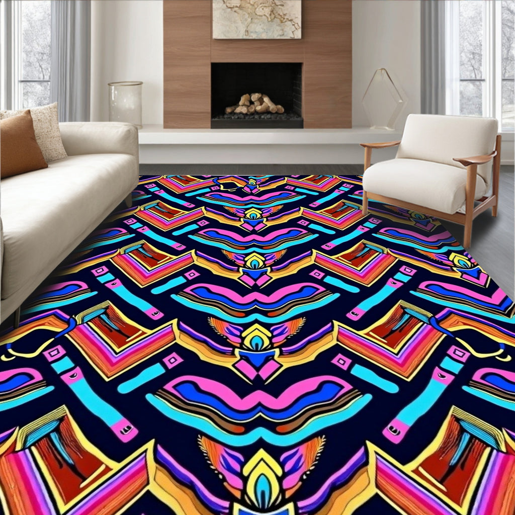 Vibrant Geometric Wave Pattern Rug