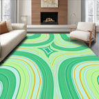 Green Swirls Abstract Pattern Rug