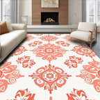 Coral Floral Medallion Pattern Rug