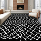 Black and White Abstract Mesh Pattern Rug