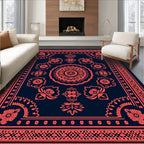 Coral Floral Mandala Pattern Rug