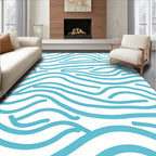 Abstract Blue Wave Pattern Design Rug