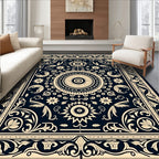 Elegant Dark Floral Scrollwork Rug