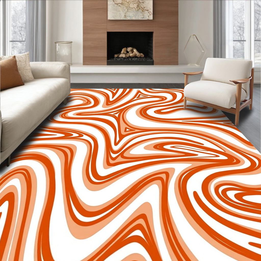 Orange Swirl Abstract Design Rug